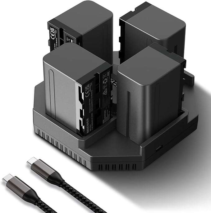 NEEWER NP-F970 4Pcs 7800mAh Replacement Batteries &100W PD 4 Channel OLED Fast by Neewer