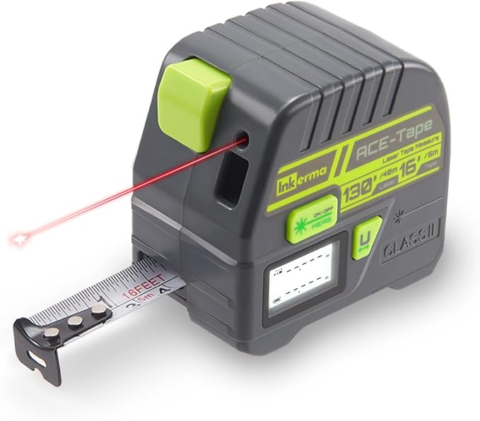 Laser Tape Measure 2-in-1, Inkerma 130Ft Laser Measurement Tool & 16Ft by INKERMA