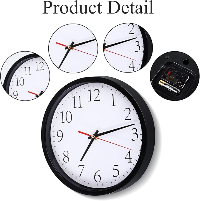 Silent Wall Clocks with Chalkboards and Marker, Battery Operated Round Multi - Image 7