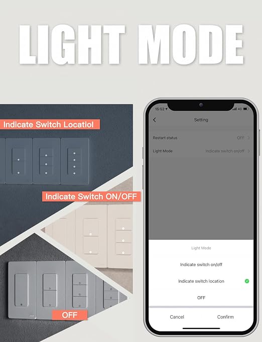 MOES Smart Double Light Switches, 2nd Generation Wi-Fi 2 Gang Single Pole Switch - Image 8