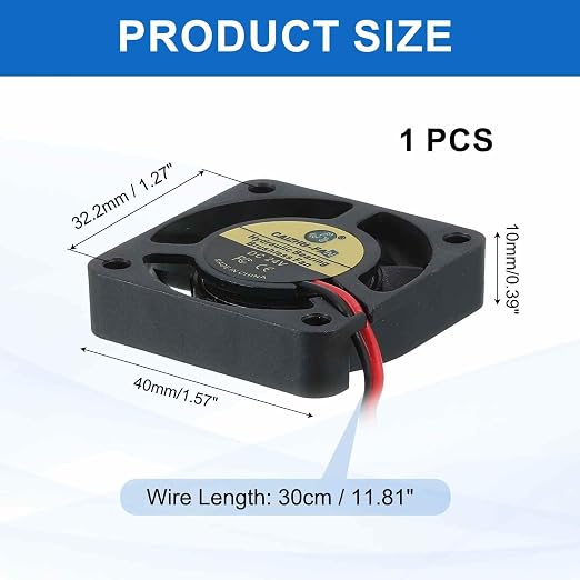 MECCANIXITY 4010 Fan 40mm x 10mm 1-3/5 Inch 24V Small Plastic Cooling Fan 2 Pin - Image 2