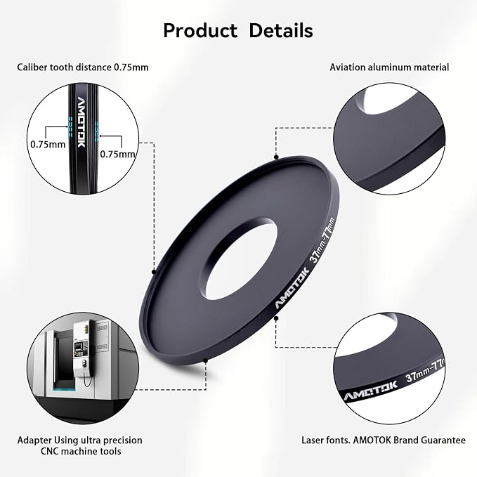 37mm Lens to 77mm Camera Lens Adapter, 37mm to 77mm Filter Step-up Ring Adapter - Image 3