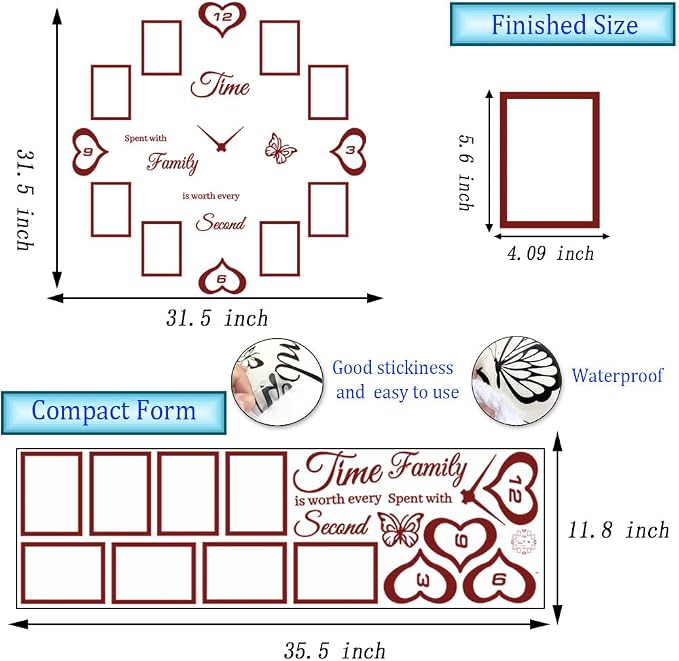 DIY Family Photo Frame Wall Clock Decal - Image 4