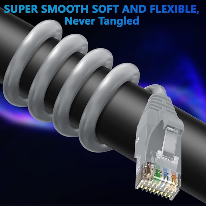 Adoreen Cat 6 Ethernet Cable 300 Ft-Gray, Outdoor & Indoor Snagless Long Round - Image 2