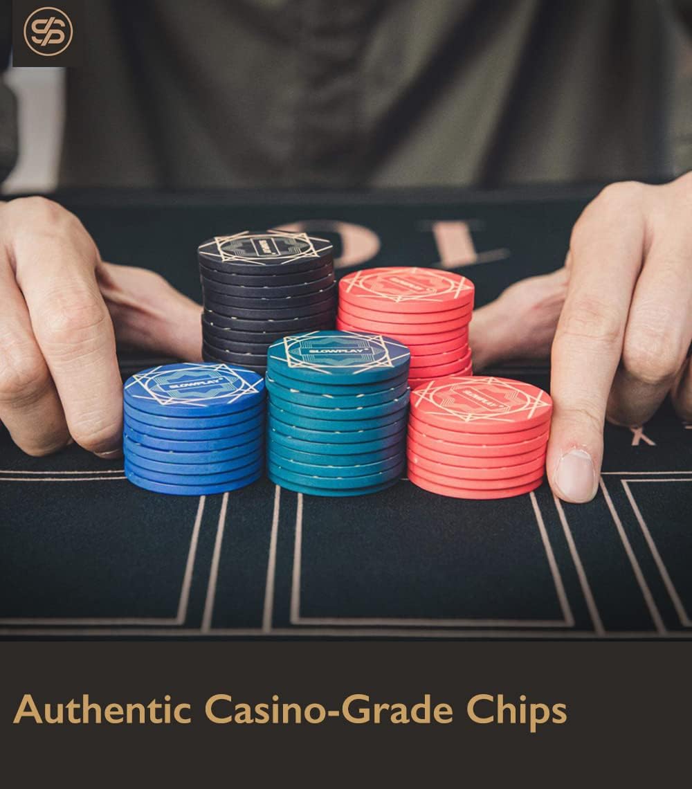 SLOWPLAY Nash Ceramic Poker Chips in Bulk, Casino Grade Ceramic 10-Gram Poker Chip for Texas Hold'em, 39mm Professional Chips Pack of 50 with Denomination of 10