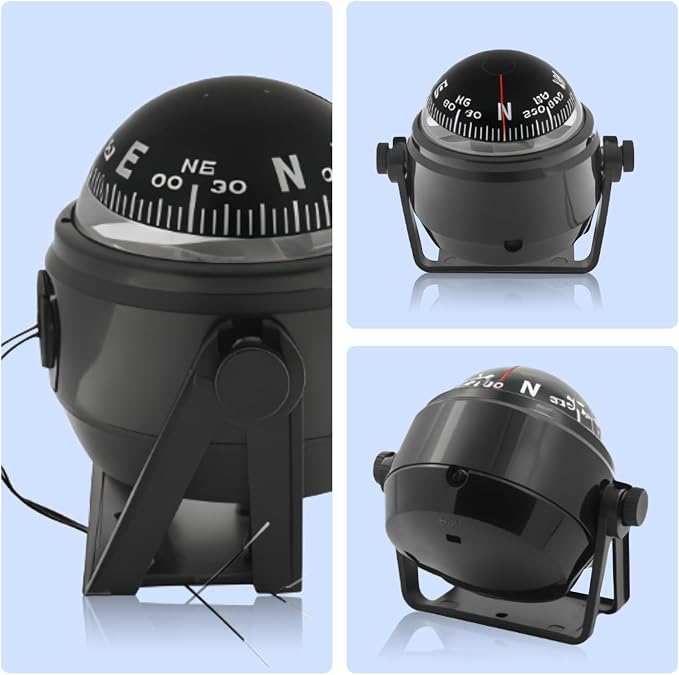 Boat Compass with Magnetic Declination Adjustment, Pivoting Marine Compass - Image 5