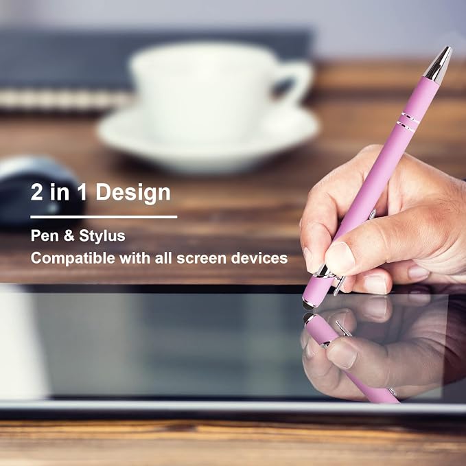 Oddmoal Ballpoint Pen with Stylus Tip, Soft Touch Click Metal Pen, 1.0mm Medium - Image 3
