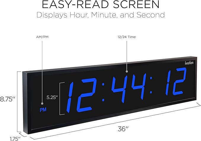 Ivation Oversized Large Digital Wall Clock - Image 2