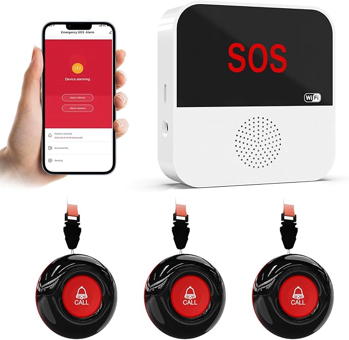 SanJie Wi-Fi Wireless Caregiver Pager Call Button by SANJIEGuardSecurity