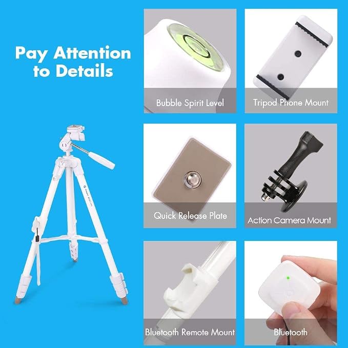 Fotopro 60" White Camera Tripod - Image 4