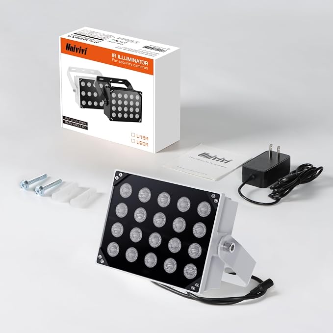 Univivi IR Illuminators 20 LEDs 850nm Long Range Illuminator 90 Degree Wide - Image 5
