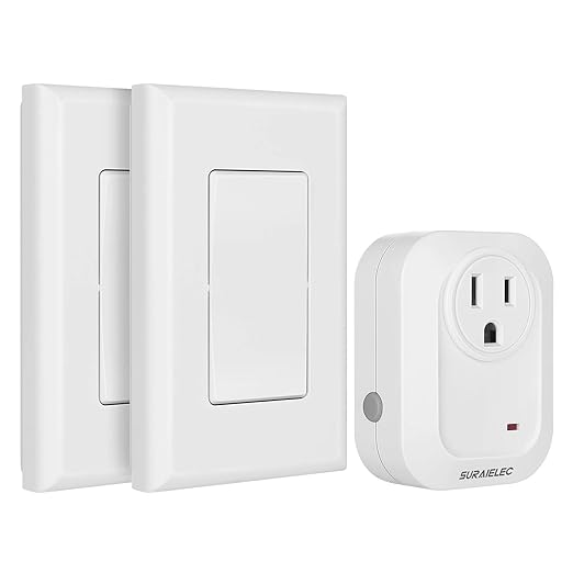 SURAIELEC Wireless Wall Switch Remote Control Outlet, No Wiring, 100ft RF Range by SURAIELEC