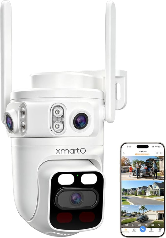 xmartO 6MP Tri-Lens WiFi Security Camera, 360° Pan Tilt AI Auto Tracking by xmartO