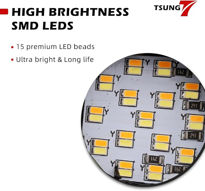 TSUNG 2PCS Motorcycle Bullet LED Front Turn Signal White Amber Light SMD - Image 4