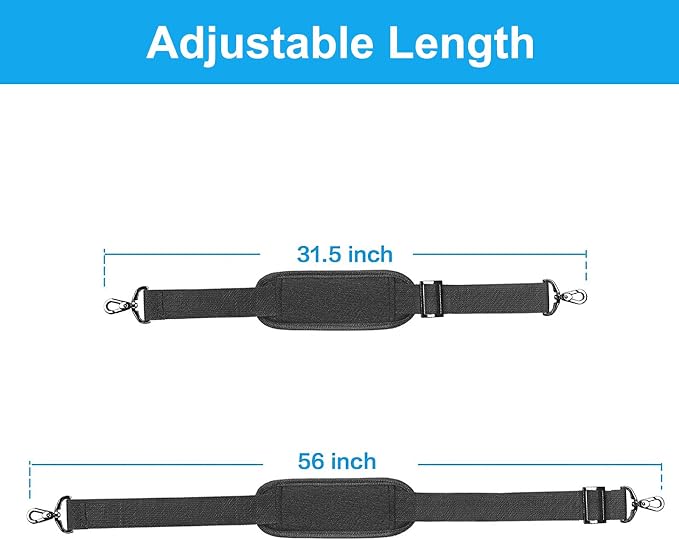 MOSISO 56 inch Shoulder Strap, Adjustable Thick Soft Universal Replacement - Image 3