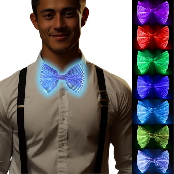 light up bow tie LED Fiber Optic Bowtie 7 Colors & 5 Modes by EOSATE