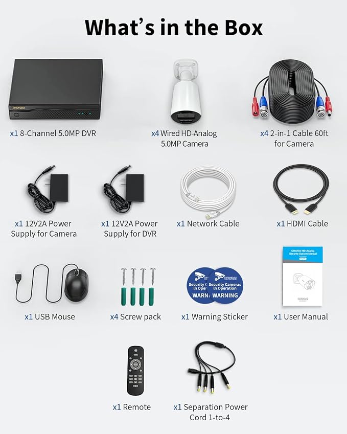 《5MP Super HD & 80ft IR Night Vision》Wired Security Camera System Outdoor - Image 8