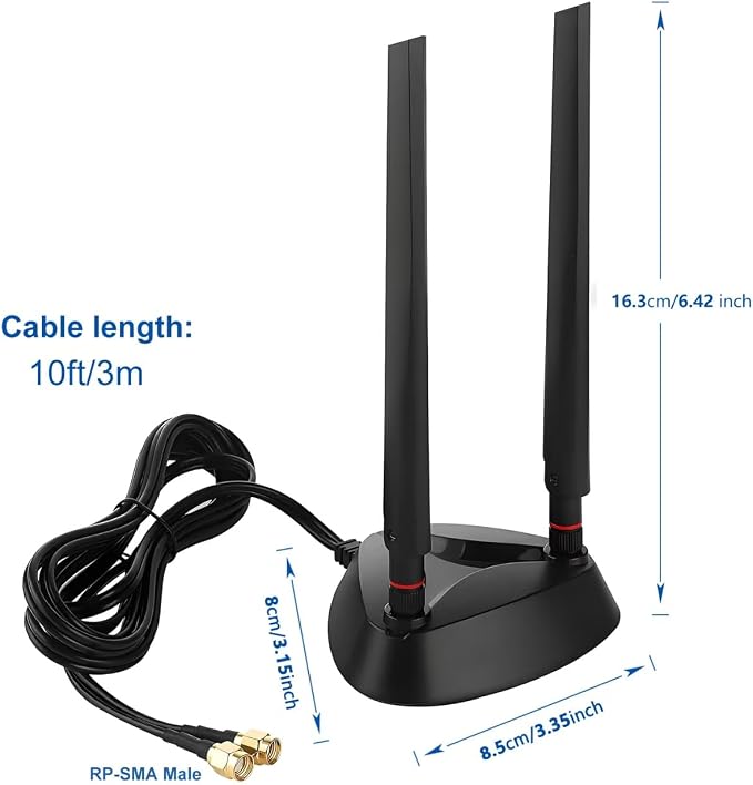 Long Range WiFi 6 6E Tri-Band Antenna 6GHz 5.8GHz 2.4GHz Magnetic Base - Image 5