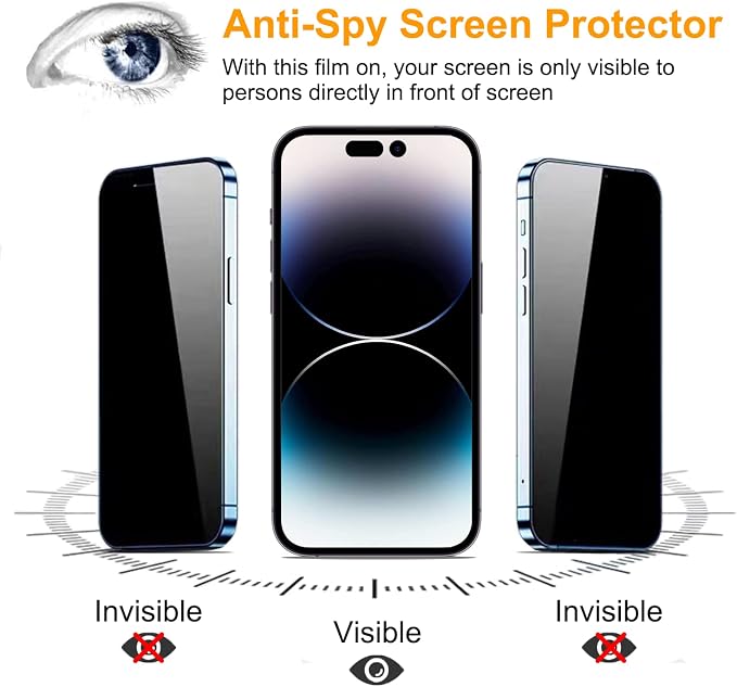 PEHAEL 2+2 Pack for iPhone 14 Pro Privacy Screen Protector - Image 4