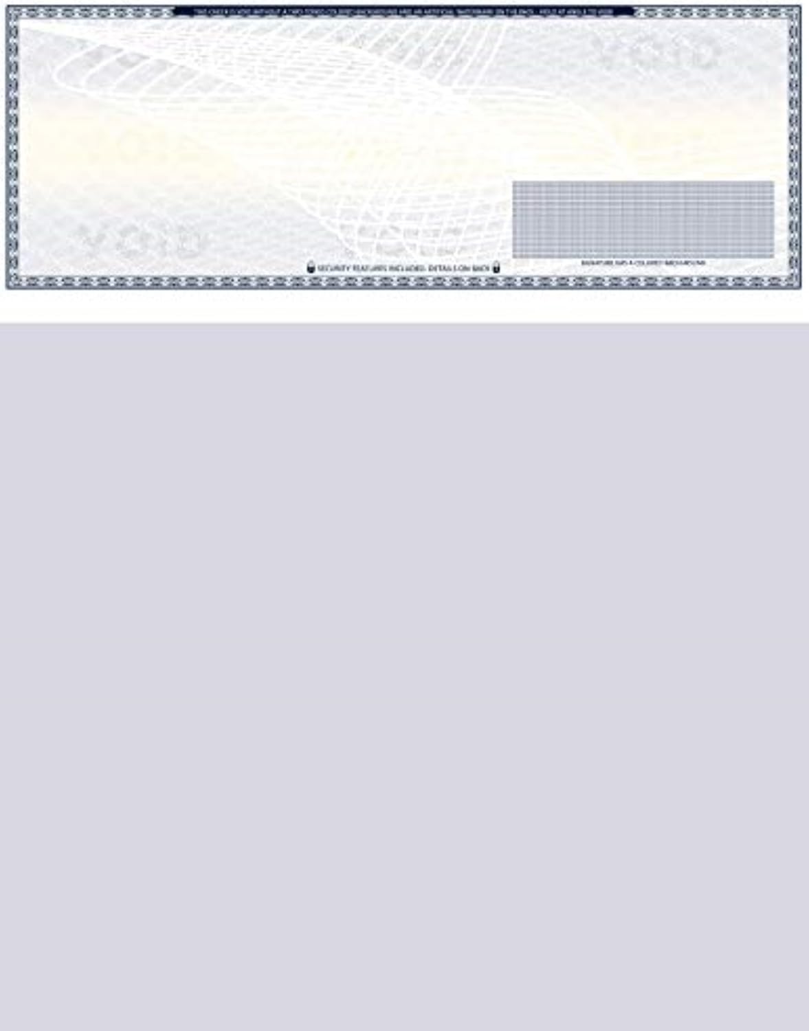1000 Blank Check Stock - Check on Top Art Deco- Paper Weight # 70"High Security" Check Paper Dark Blue Art Deco