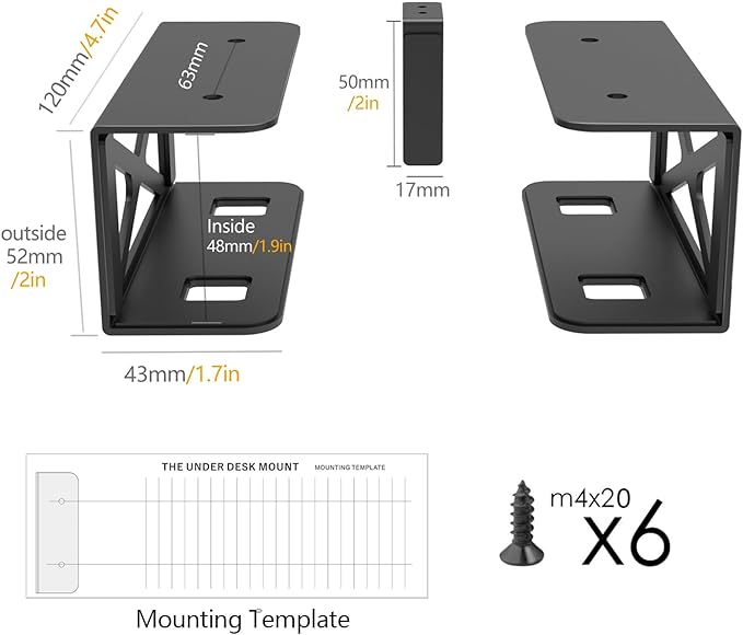 Under Desk Laptop/Mini PC Storage Mount, CPU Holder, Compatible - Image 2