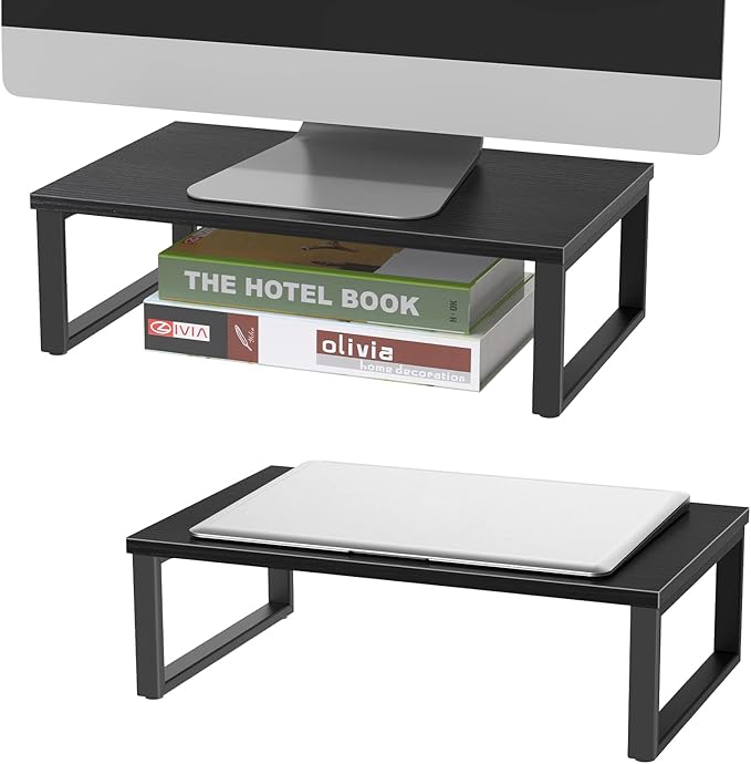 NORCEESAN 2 Pack Monitor Stand Riser Wood Desk Shelf by NORCEESAN
