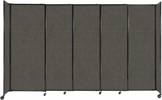 Versare Straightwall Sliding Portable Wall Partition | Freestanding Office Dividers | Locking Wheels | Temporary Room Separator | 11'3" Wide x 6'10" Tall Mocha Fabric Panels