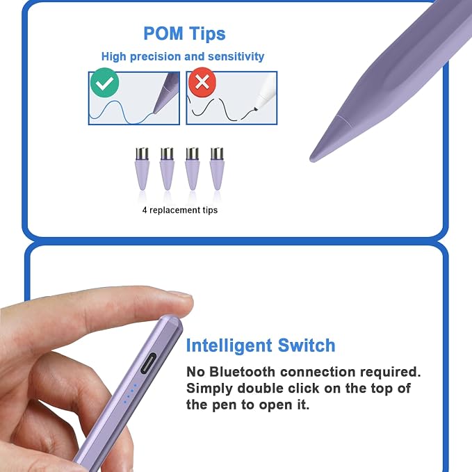 Stylus Pens for Touch Screens Power-Display Tablet Pen POM Tip Magnetic Digital - Image 5