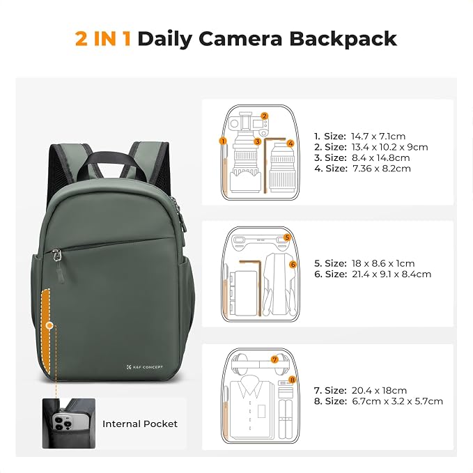 K&F CONCEPT Camera Backpack, Lightweight Camera Bag - Image 4