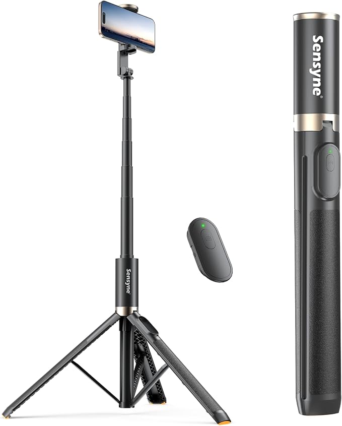 Sensyne 63" Selfie Stick Tripod, Extendable Phone Tripod by sensyne