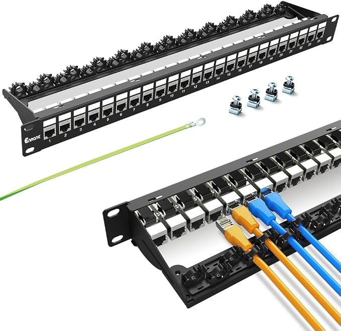 24Port Patch Panel Cat6 Keystone Patch Panel RJ45 Patch Panel Network Patch by Enmane