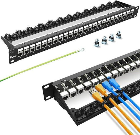 24Port Patch Panel Cat6 Keystone Patch Panel RJ45 Patch Panel Network Patch by Enmane