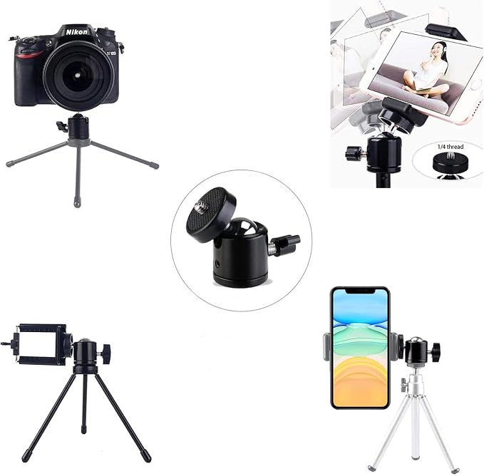 Universal 1/4" Swivel Mini Ball Head Screw Tripod Mount - Image 7