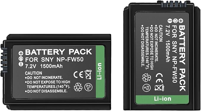 NP-FW50 7.2V 1500 mAh 2-Pack Rechargeable Lithium Ion Battery Pack Compatible by CAMULTI