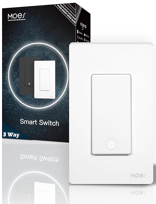 MOES Zigbee 3 Way Light Switch, 1 Gang Smart Wall Switches Single Pole by MOES