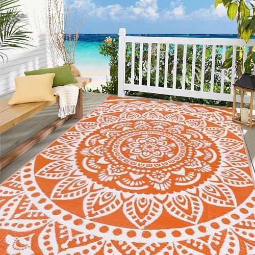 Bsmathom Waterproof Outdoor Rug 6'x9' Reversible Boho Plastic Straw Patio Deck - Image 3