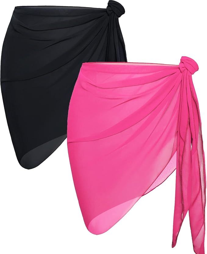 CHICGAL 2 Pieces Women Beach Sarong Bathing Suit Wrap Skirt Sheer Bikini by CHICGAL