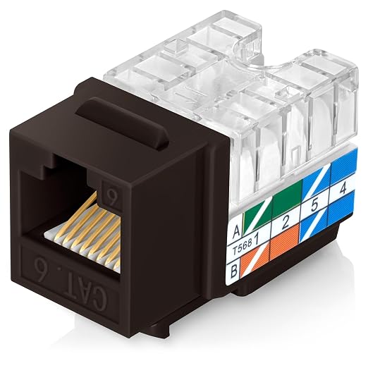 Everest 90° Angled RJ45 Cat6 Keystone Jacks 20-Pack in Brown by EverestMediaSolutions