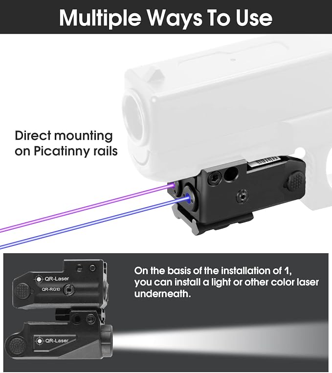 Red Green Purple Blue Laser Light Combo, 800 Lumens Tactical Flashlight Laser - Image 3