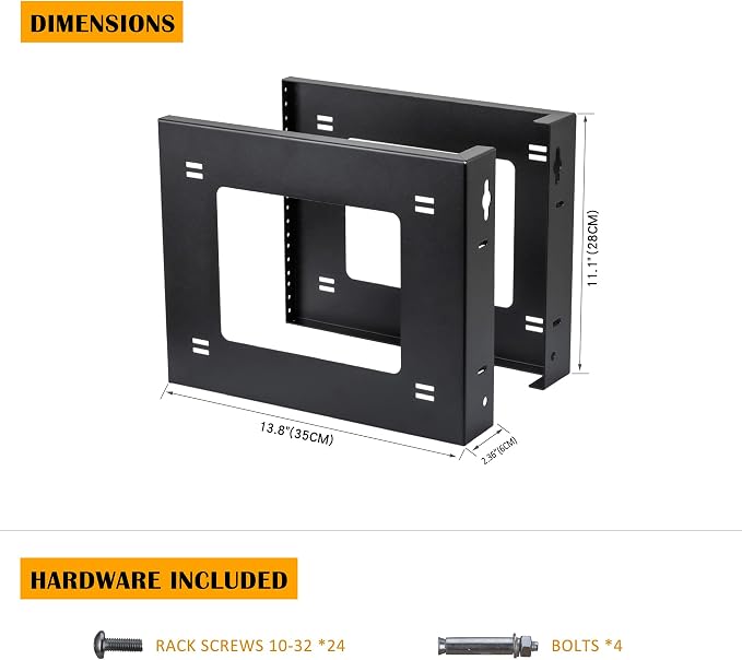 RIVECO 6U Open Frame Rack Wall Mount & Desktop Mount, No Assembly Required - Image 2