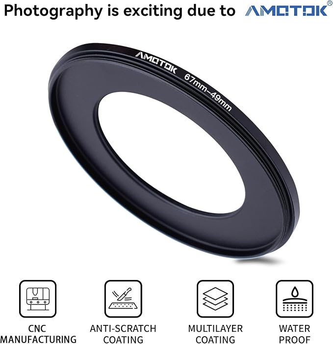 67mm Lens to 49mm Camera Lens Adapter, 67mm-49mm Filter Step-Down Ring - Image 2