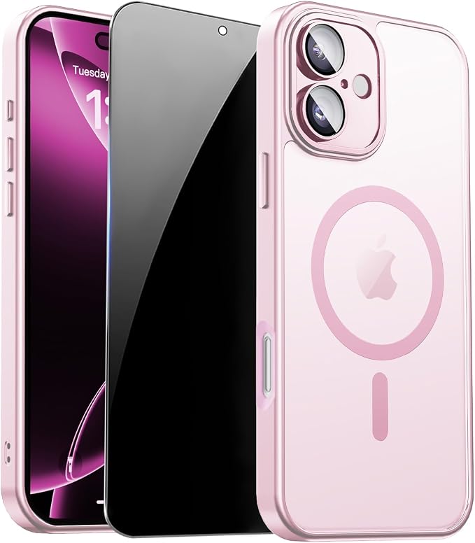 for iPhone 16 Case with Privacy Screen Protector and Camera Protection by ZOZDOKG