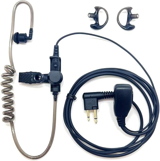 Walkie Talkies Earpieces with Mic 2 Pin Covert Air Acoustic Tube Headset by Riqiki