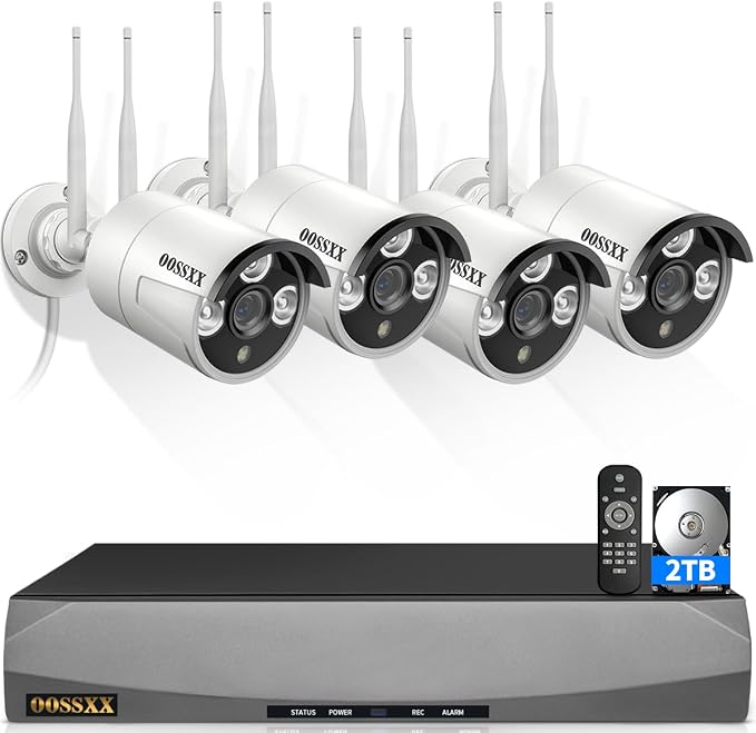 Wireless WiFi Outdoor Security Camera System, IP67 Waterproof Dual Antenna by OOSSXX