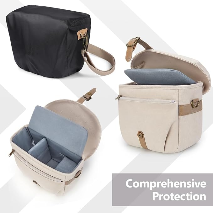 BAGSMART Camera Bag, SLR DSLR Canvas Crossbody Camera Case, Compact Camera - Image 3