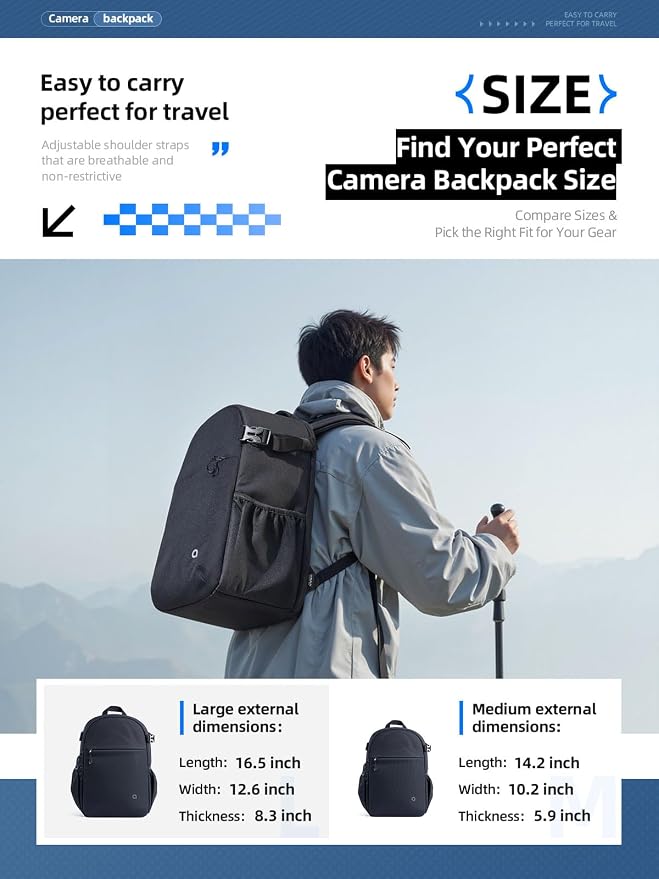 llano Compact Camera Backpack for DSLR/SLR/Mirrorless, Photography Bag - Image 7