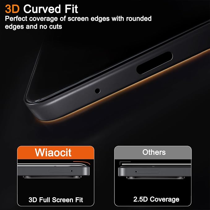 Wiaocit 3 Pack Tempered Glass Screen Protector - Image 5