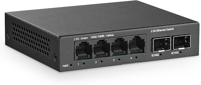 6 Port 2.5G Switch, 4 x 2.5GBASE-T Ports by YuLinca