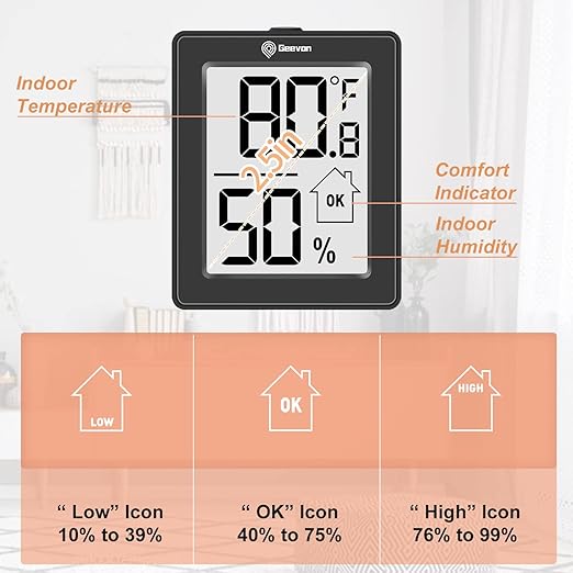 Geevon Digital Hygrometer, 3 Pack Indoor Thermometer Room Temperature Humidity - Image 3