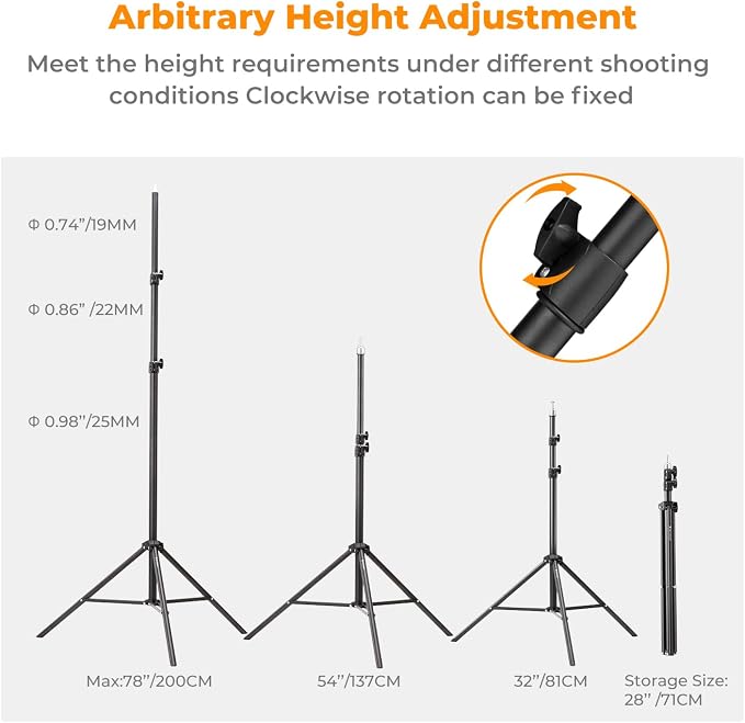 K&F CONCEPT Light Stand for Photography, 6.5ft/2M Portable Extendable Photo - Image 4